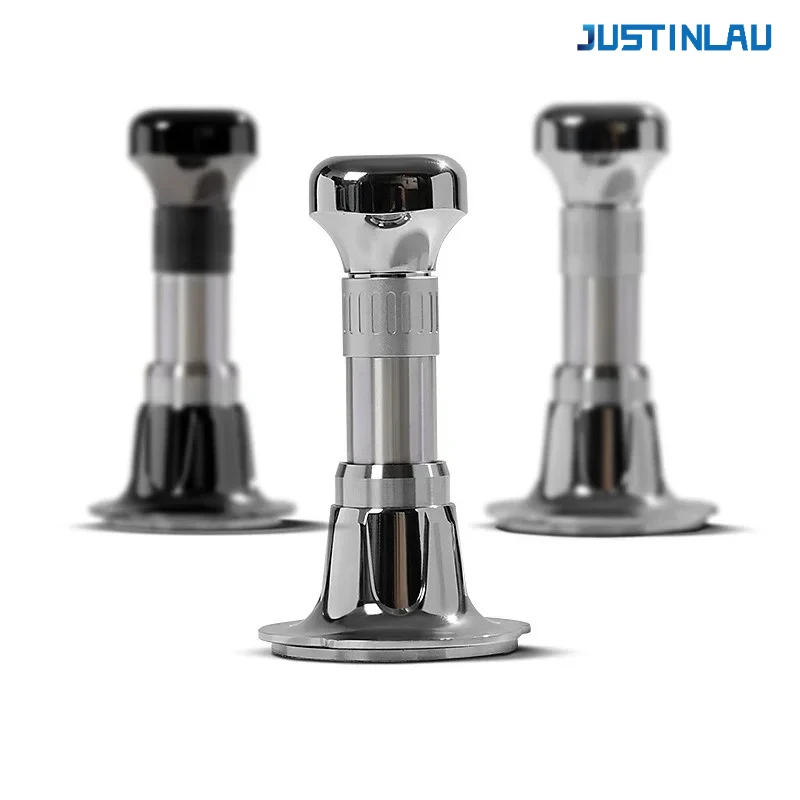 JUSTINLAU 51/53/58 mm Kaffee-Stampfer, Edelstahl, Rückprall, konstante Kraft, Schlagstampfer, Gewindeboden, Espresso-Werkzeug, Barista