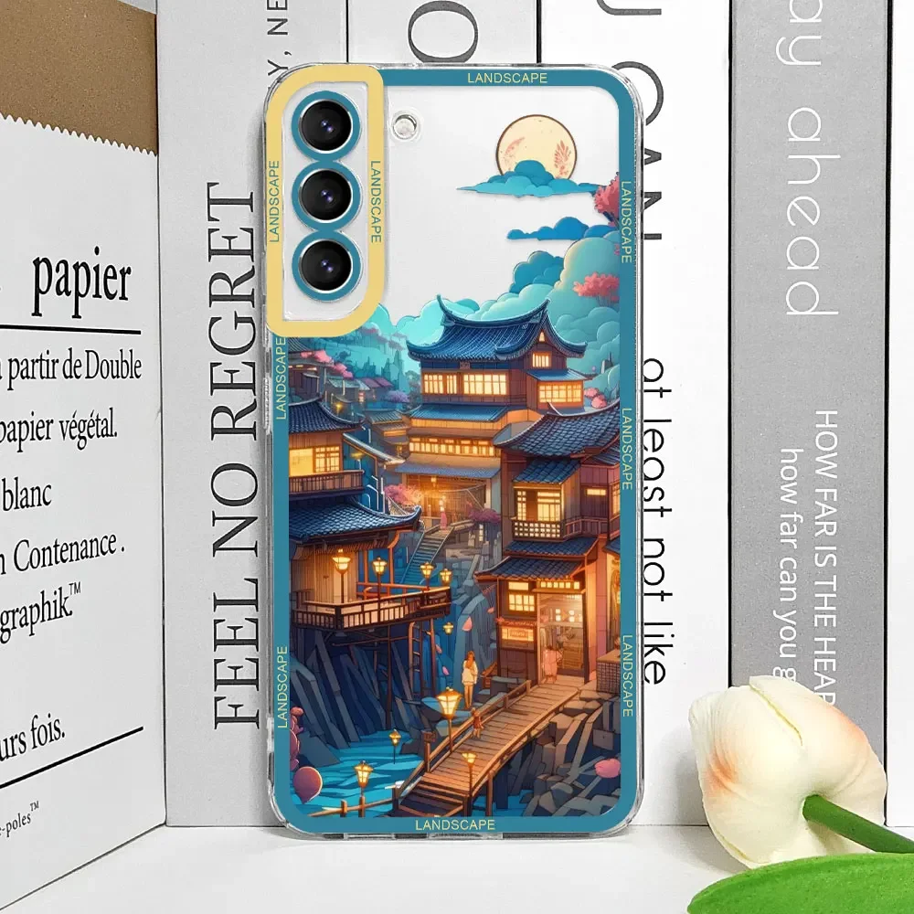 طباعة جراب هاتف شفاف للمناظر الطبيعية اليابانية ، أغطية لينة ، مشهد إبداعي ، sung A55 ، A54 ، A53 ، A51 ، A70 ، A32 ، A 31 ، A13 ، 5G