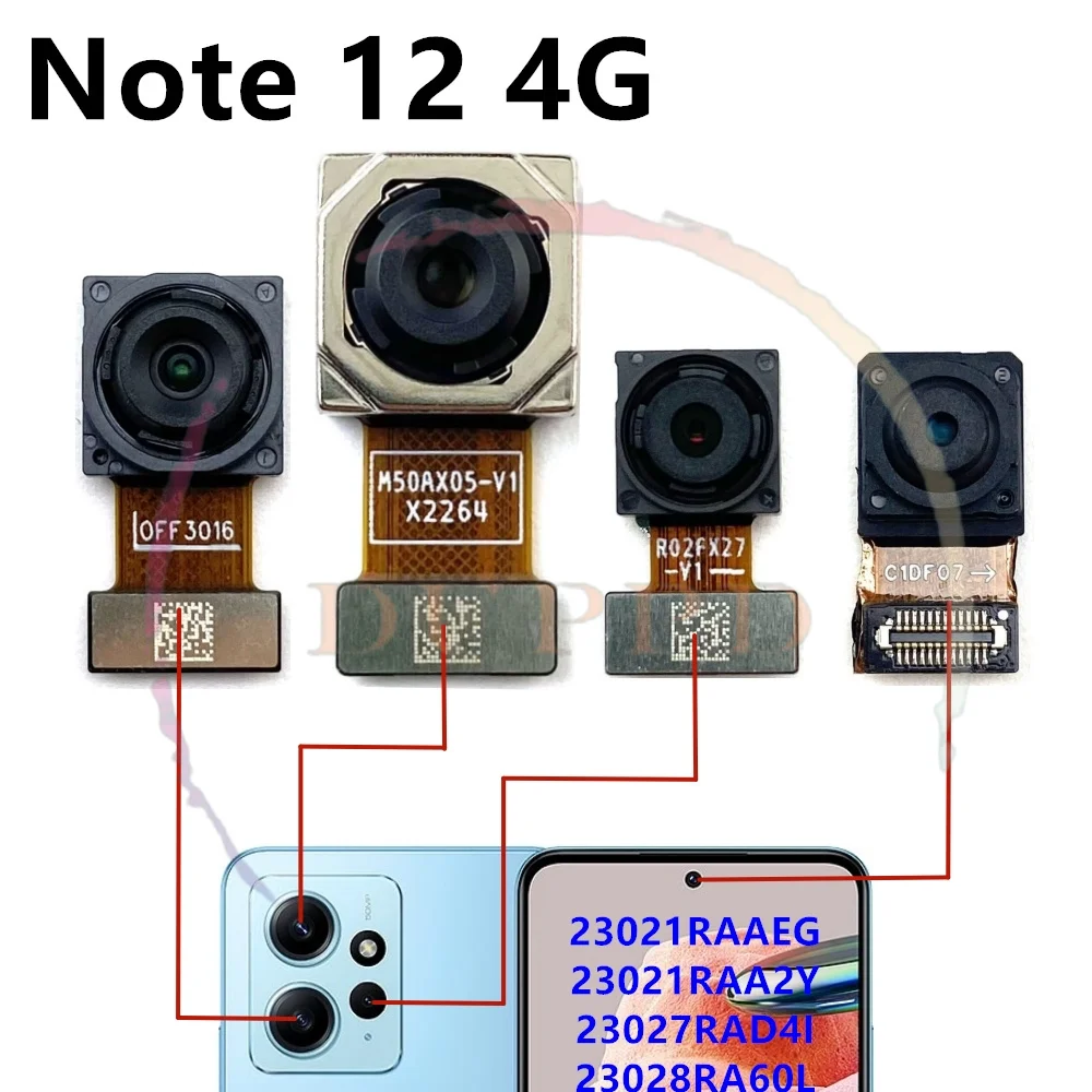 Rear Front Camera For Xiaomi Redmi Note 12 4G 5G Back Selfie Frontal Backside Camera Module Flex Repair Spare Parts