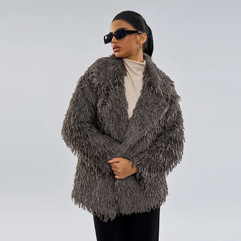 Women's Lamb Fur Coat Mongolia Sheep Fur Coat Autumn Winter New Thickened Warm Faux Fur Coat for Women Jacket Teddy New