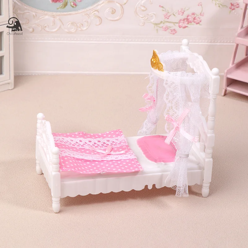 1/12 casa delle bambole principessa letto lenzuolo zanzariera kit casa delle bambole letto camera mobili decorazione accessori casa delle bambole