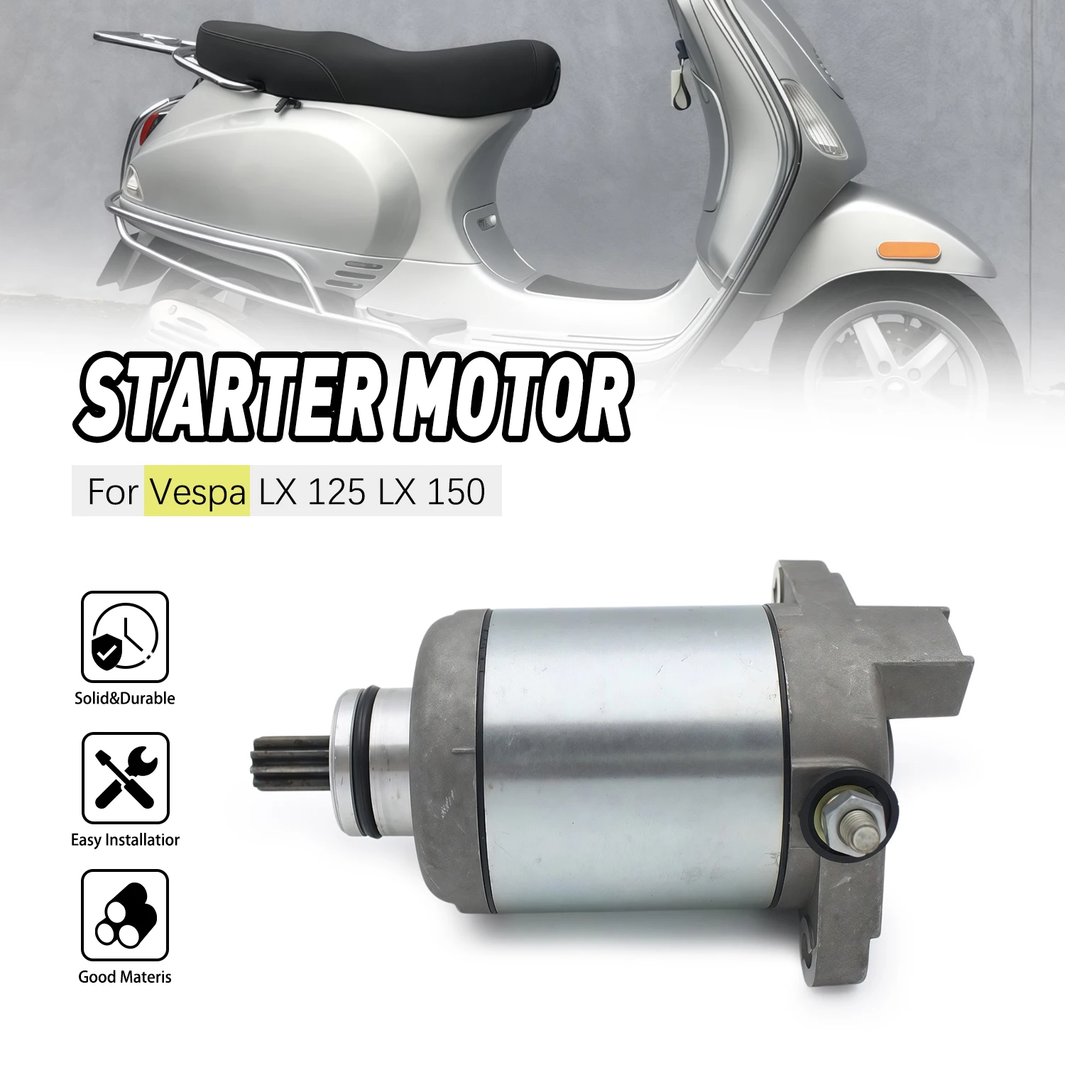 Motorcycle Parts Replacement Engine Starter Motor For Vespa LX 150 2005-2008 LX 125 2005-2009 7000521