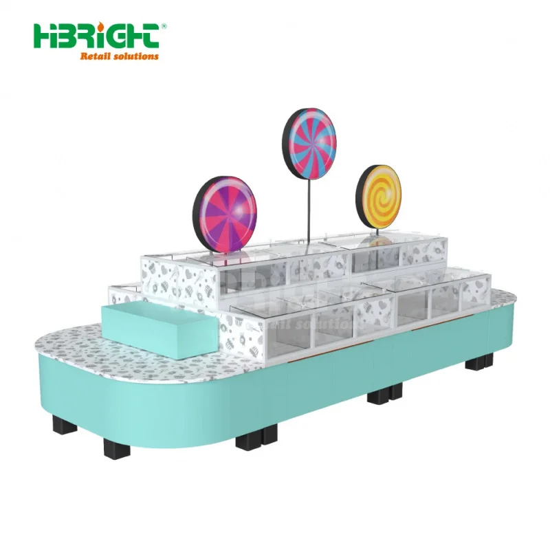 custom.Highbright Customizable Design Practical Durable Commercial Supermarket Candy Rack Display Stand 3 LED Light Box Freestan