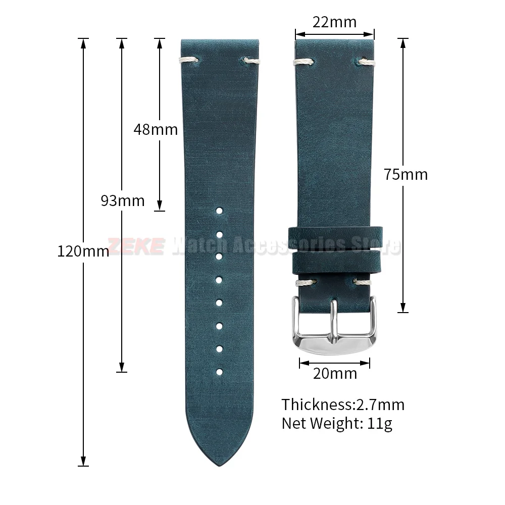 Vintage Weiches Ölwachs-Uhrenarmband 18mm 19mm 20mm 21mm 22mm 24mm Rindsleder-Uhrenarmband für Seiko Herren Crazy Horse Leder-Uhrenband – Detail 9