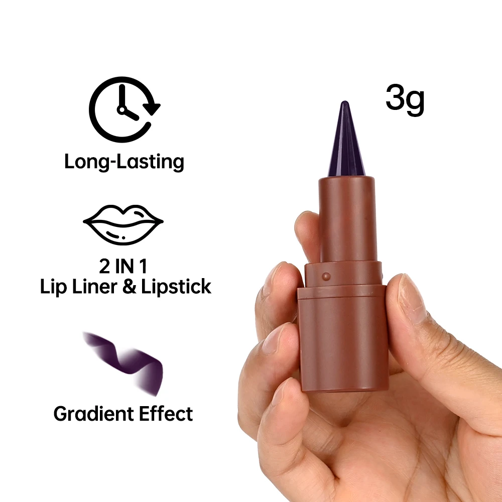 5 Shades Gradient Lip Crayon Matte Velvet Lip Liner Waterproof Non Transfer Smooth Contour Tint Black Brown Long Lasting Daily Lip Makeup Cosmetic view 2