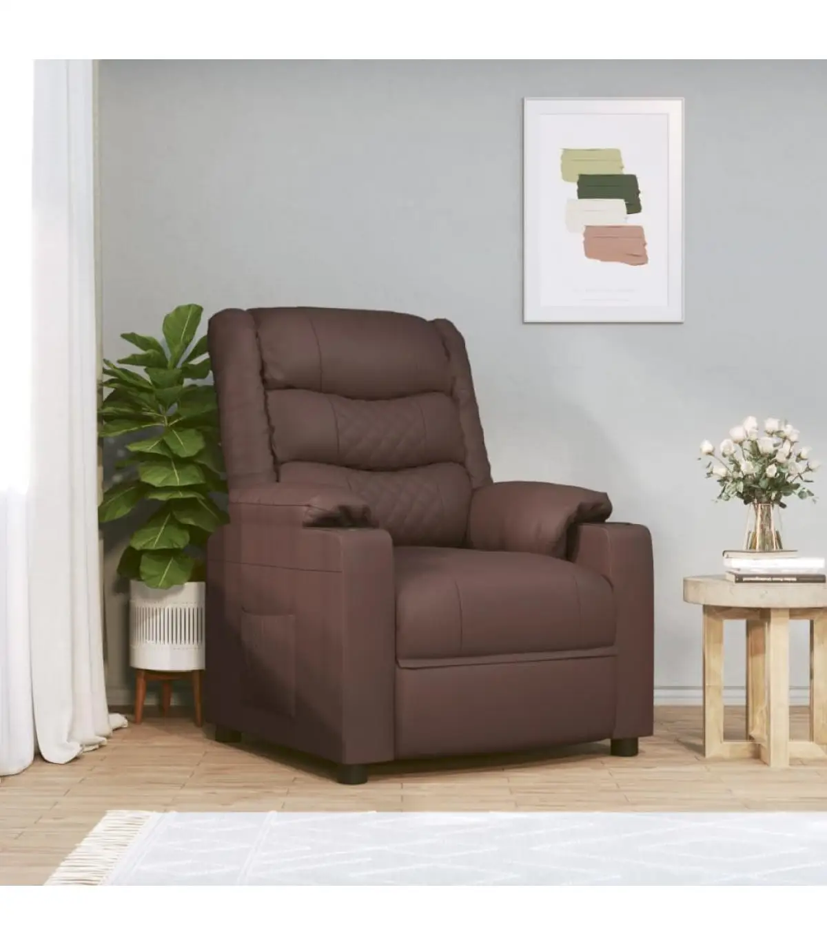 Brown synthetic leather electric recliner armchairs