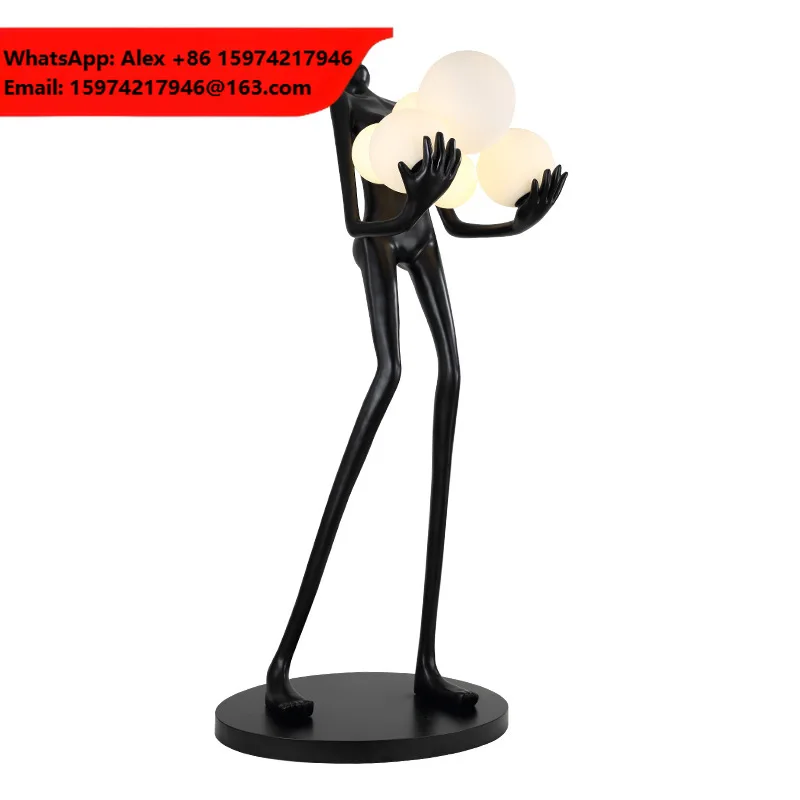 Modern Creative Ball Holding Floor Lamp Human Sculpture Standing Light For Hotel JY5600