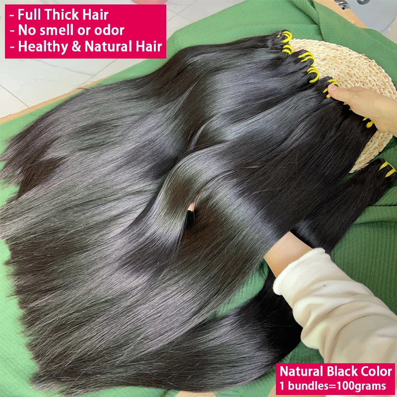 16A Vietnamese Raw Hair Bone Straight Bundles 100% Unprocessed Human Hair Extensions Double Weft 10-36Inch Natural Color #1B
