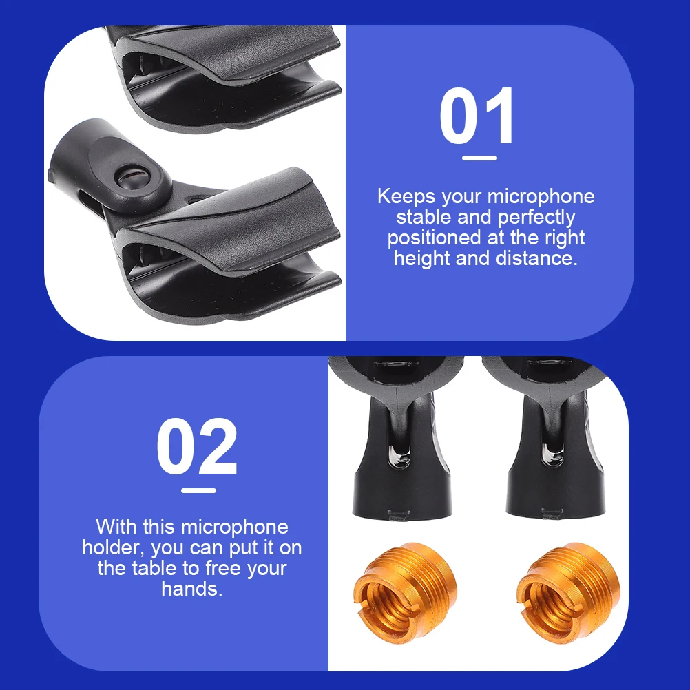 

2Sets Professional Microphone Mount Shockproof Clip for Table Conference Church Mic Clip Microphone Bracket Mic Holder