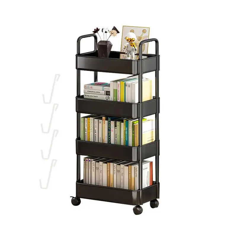 3/4 Tier Trolley Organizer Storage Rack With Wheels Mobile Storage Shelf For Snacks Bookshelf Cart Bedroom Kitchen Accessories