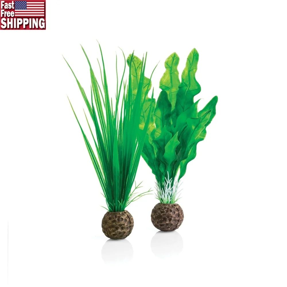 Juego de plantas de acuario verdes pequeñas, decoración de hierba de algas, oasis subacuática realista, agua dulce y salada, Compatible con 7,9 pulgadas de altura