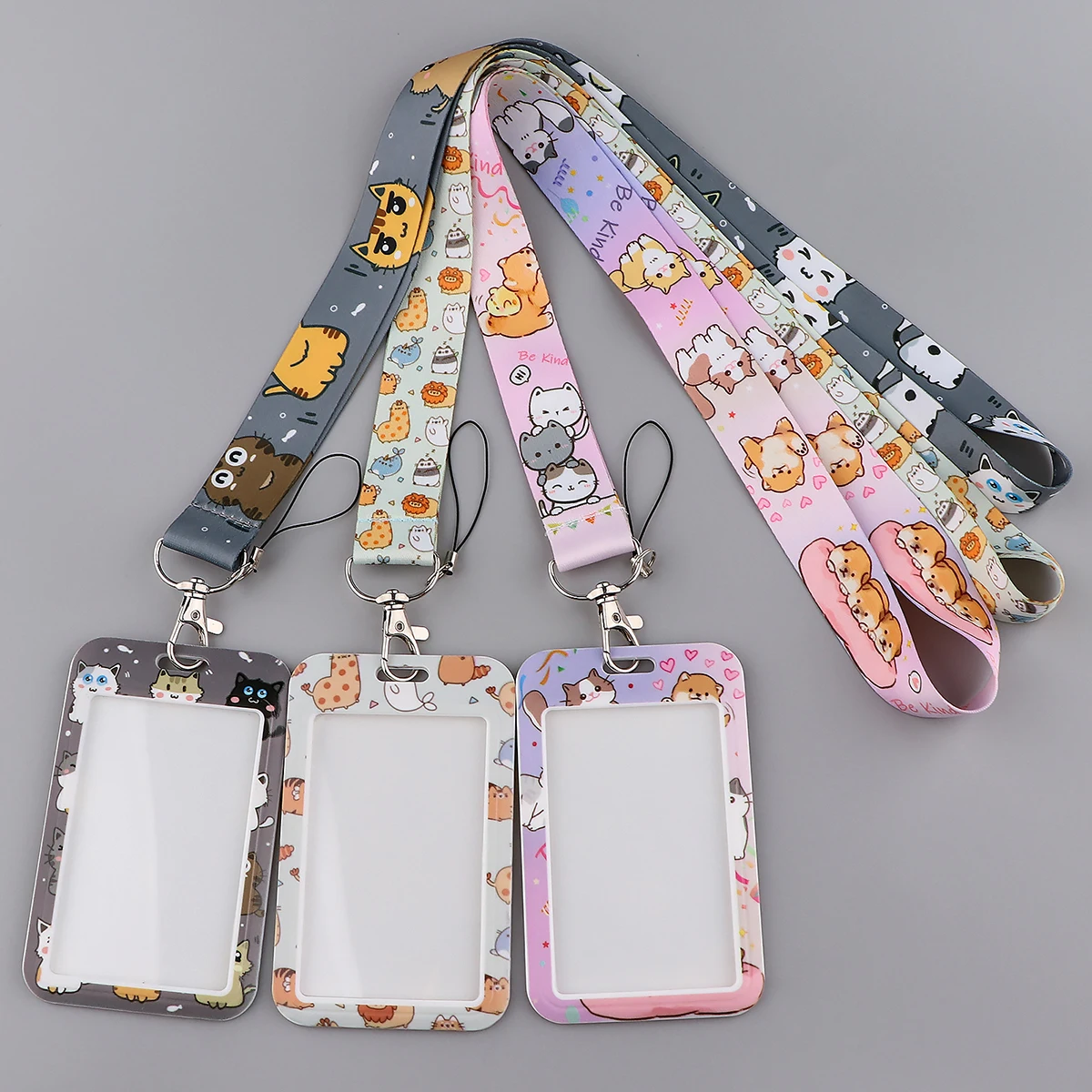 Cartoon Cute Cat Series Neck Strap Lanyards Keychain Badge Holder ID Card Pass Hang Rope Lariat Lanyard for Keyring Accessories