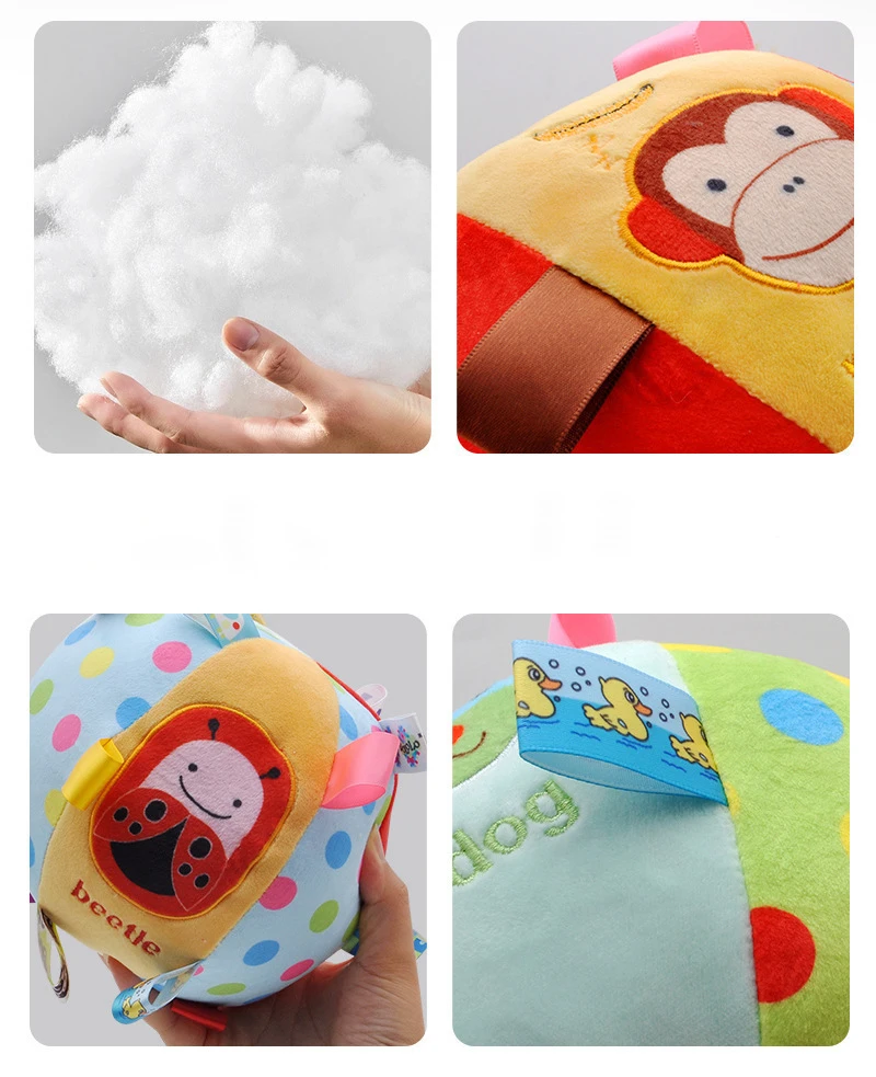 Baby Toys 0 12 Months Soft Cloth Rattle Ball Stuffed Baby Play Ball with Bell Cartoon Animals Interactive Toys Educational Toys