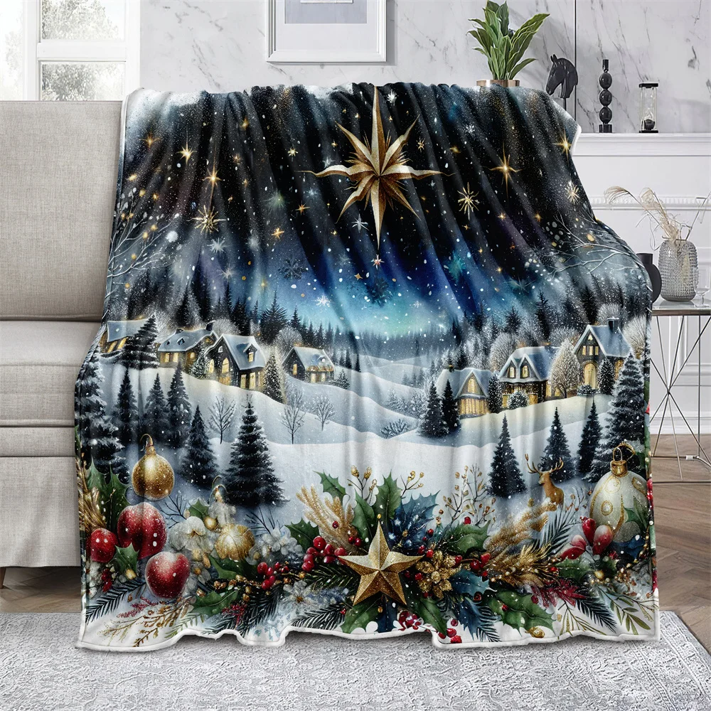 Christmas star Microfiber Blanket Super Soft Throw Blankets For Bed Bedspread Sofa Decorative Camping Picnic Winter Warm Blanket