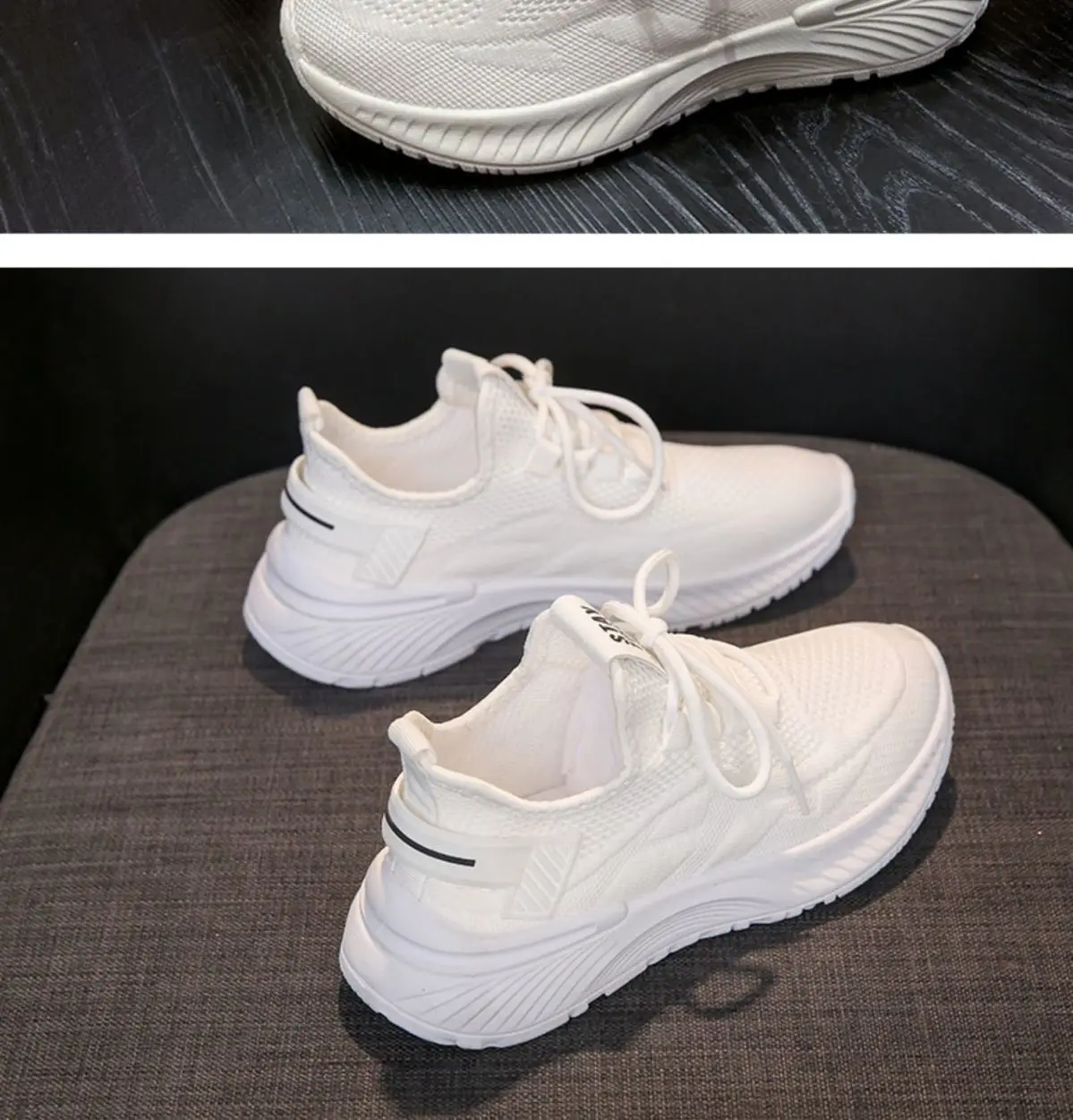 Atmungsaktive Damen-Mesh-Sneaker mit Wellensohle, dicker Plateau-Sohle, höhenverstellbar, leicht, zum Schnüren, für den Alltag, zum Gehen, Sport, Freizeit. – Detail 26