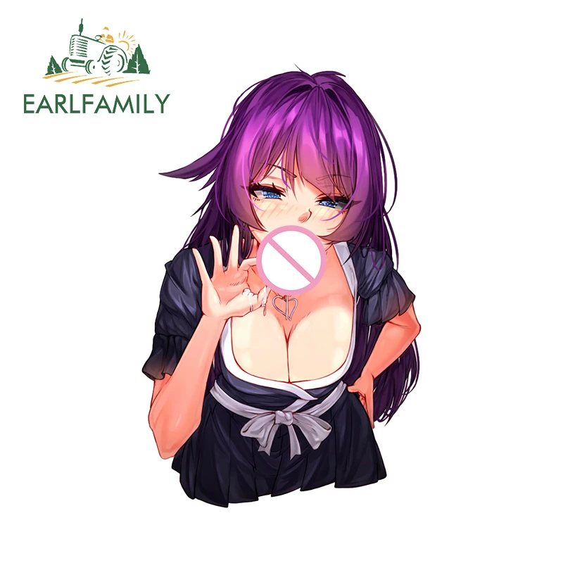 

EARLFAMILY 13cm × 8.1cm Senjougahra Hitagi Hentai Car Stickers Alluring Face Girl Anime Decals Waterproof Racing Accessories