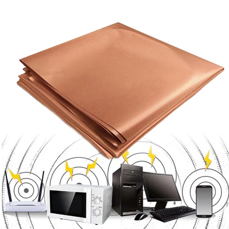 1/2/5m Anti-fingerprint Faraday Fabric Blocking RFID Shields Signals Anti-radiation Conductive Copper Cloth Protection Material