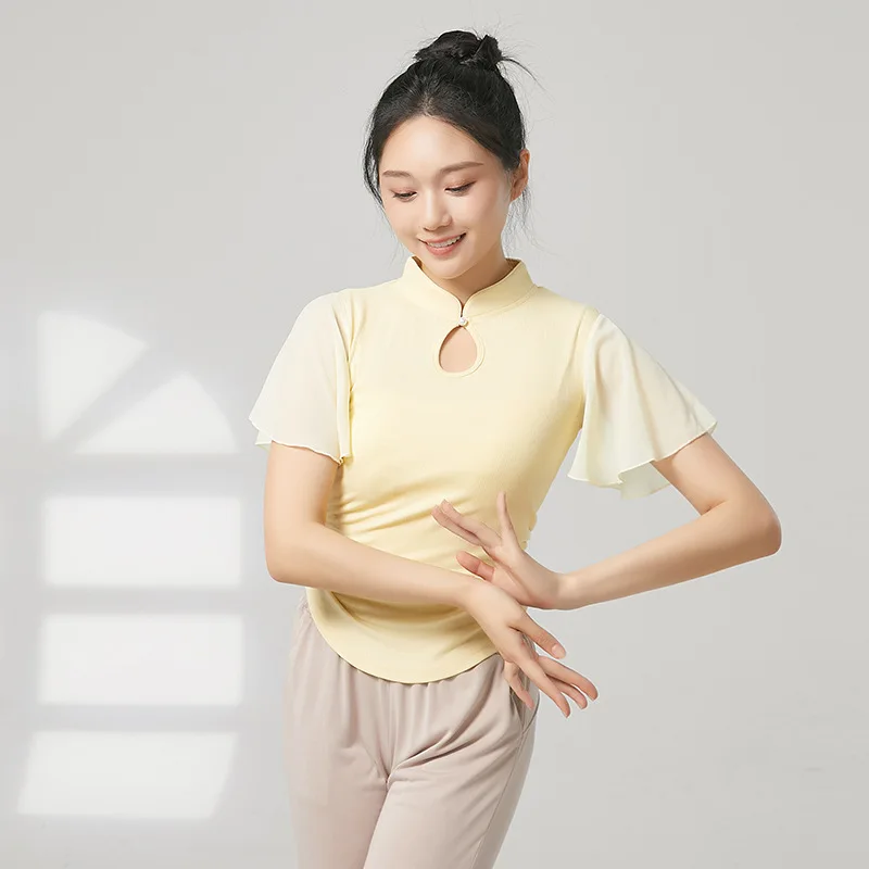 الرقص الكلاسيكي الجديد الصيني شيونغسام طوق صغير تحلق الأكمام أعلى الجسم قافية الرقص الصيني ممارسة الرقص الحديث الملابس