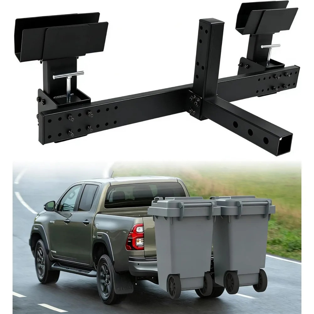 

Dual Trash Can Hauler Hitch for Pickup Trucks 2 Inch Receiver Allows Backing High Load Garbage Towing