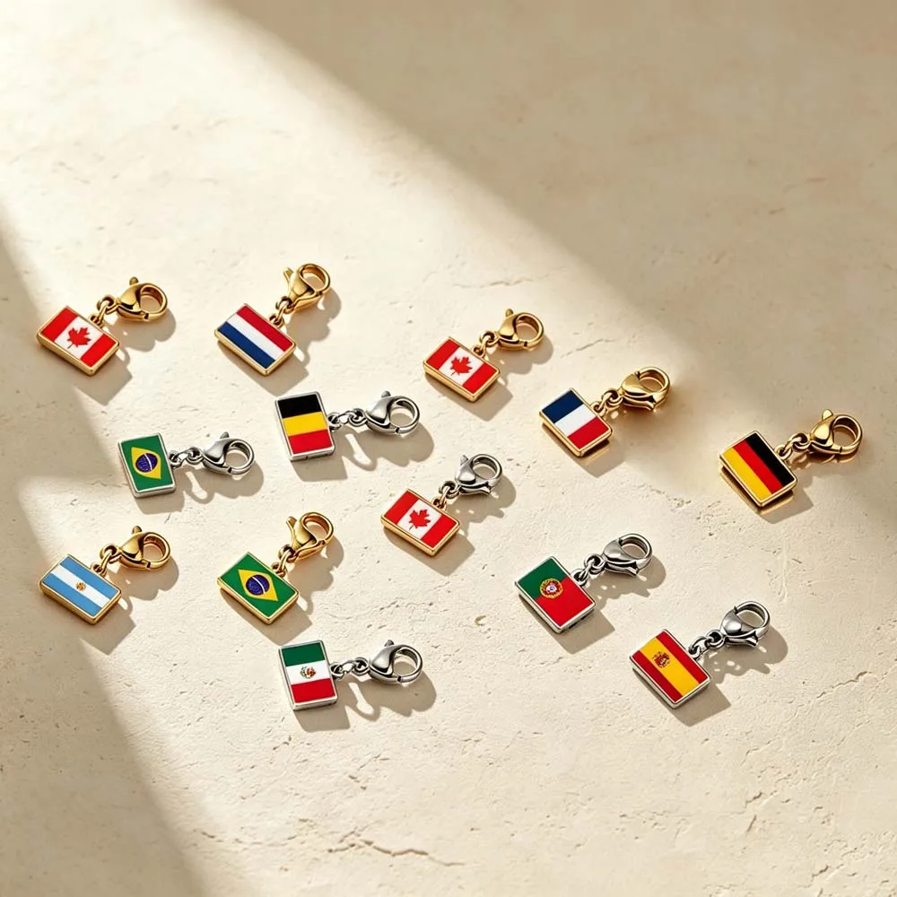 National Country Flag Custom DIY Charms Bracelet For Woman Men Couple Family Personalized Pendant Stainless Steel Gift Jewelry