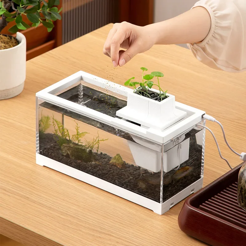 

Guppy Tropical Fish Tank Filter Mute Heating Feeding Small Desktop Fish Tank Lantern Fish Shrimp Household Aquarium
