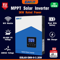 Easun Power 3200VA 3000W Solar Hybrid Off Grid Inverter MPPT 80A Solar Charger 24V Lifepo4 Lithium Battery 230VAC PV 60V-450VDC