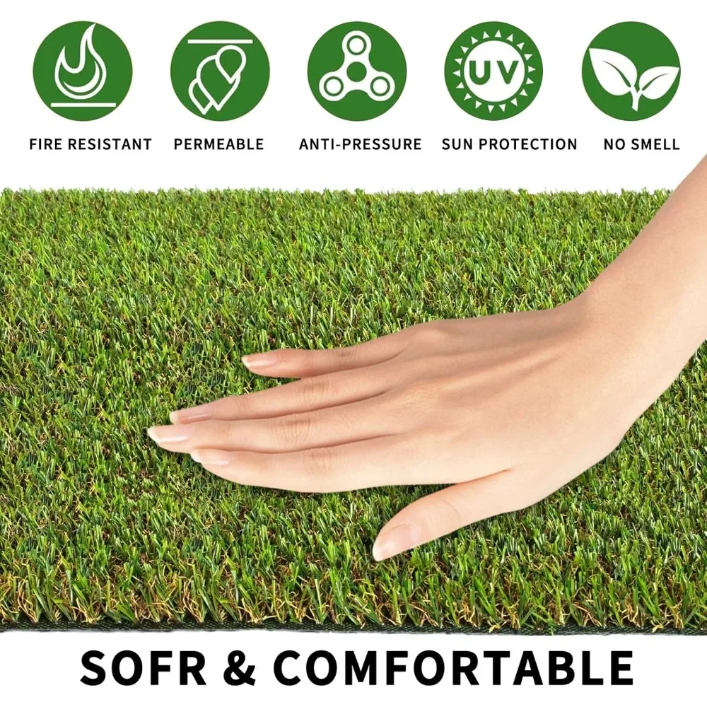 سجادة عشب وهمية واقعية مع تصريف 4FTX13FT داخلي خارجي حديقة حصيرة العشب الاصطناعية سجادة من الحديقة حصيرة للكلاب #5