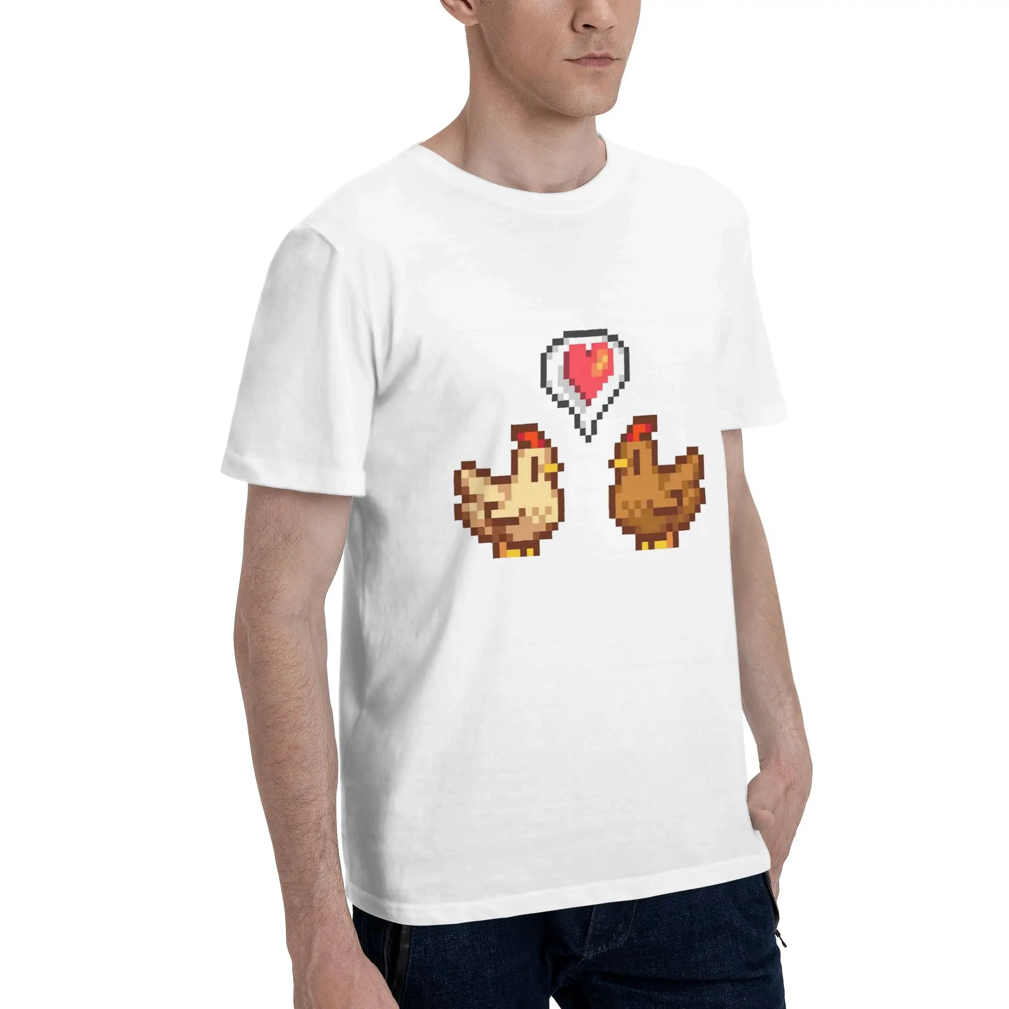 

Stardew Valley Chicken Lov Men T-Shirt Oversized T Shirts Men's Round Neck Cotton Tees Short Summer Male