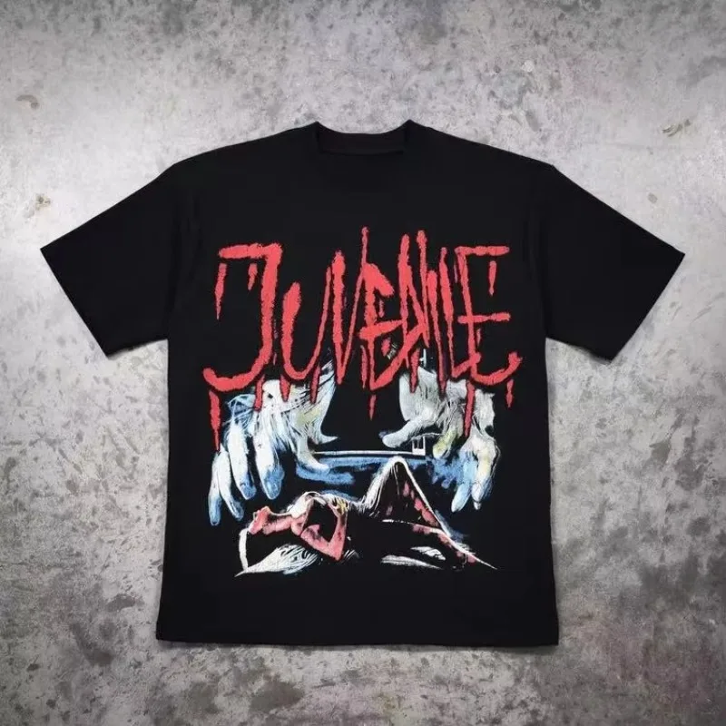 

2025 уникальный дизайн, индивидуальная мужская и женская крутая футболка с несколькими узорами и принтом ужасов, модная уличная хлопковая футболка