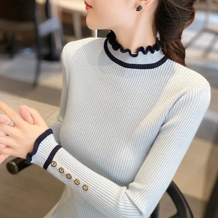 Women\'s half turtleneck Knitted sweater Winter Fashion Women Pullover Basic Tops Casual Soft Knit Ladies Jumper