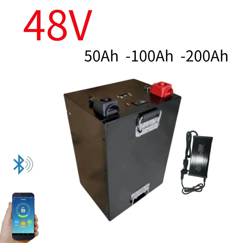 LiFePO4 Nieuwe 48V 50Ah 100Ah 200Ah Batterij Ingebouwde Bluetooth BMS Lithium-ijzerfosfaat Voor Solar Golfkar RV Opslag Boot
