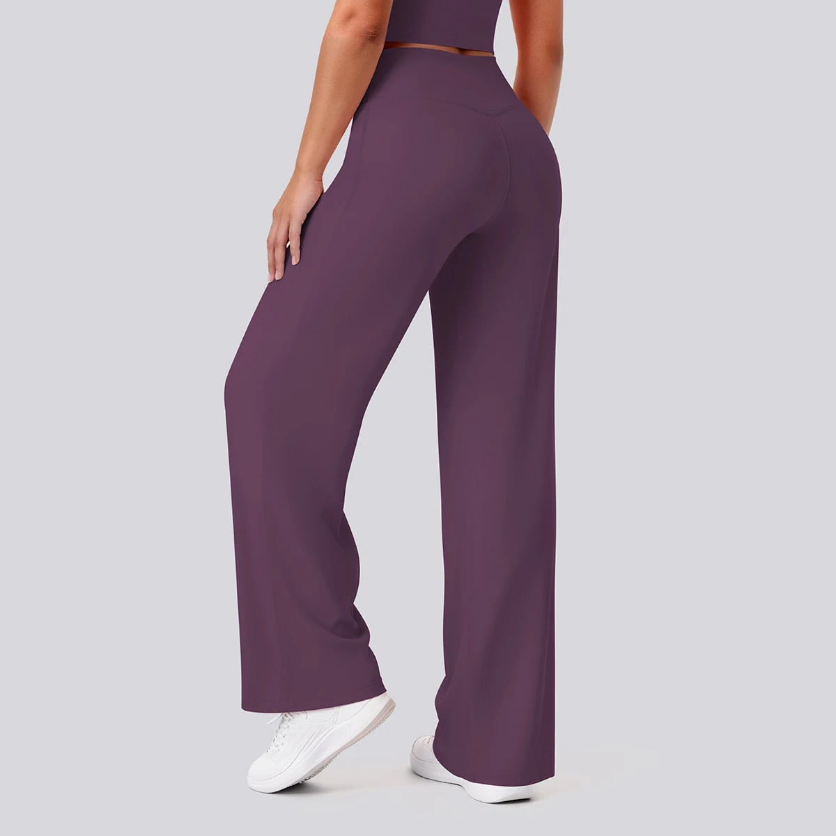 Rooftrellen Damen-Sporthose, Schlaghose, Hochgeschnittene, Lose Weite Hose, Einfarbig, Dünne Fitness-Sporthose für Frauen – Detail 23