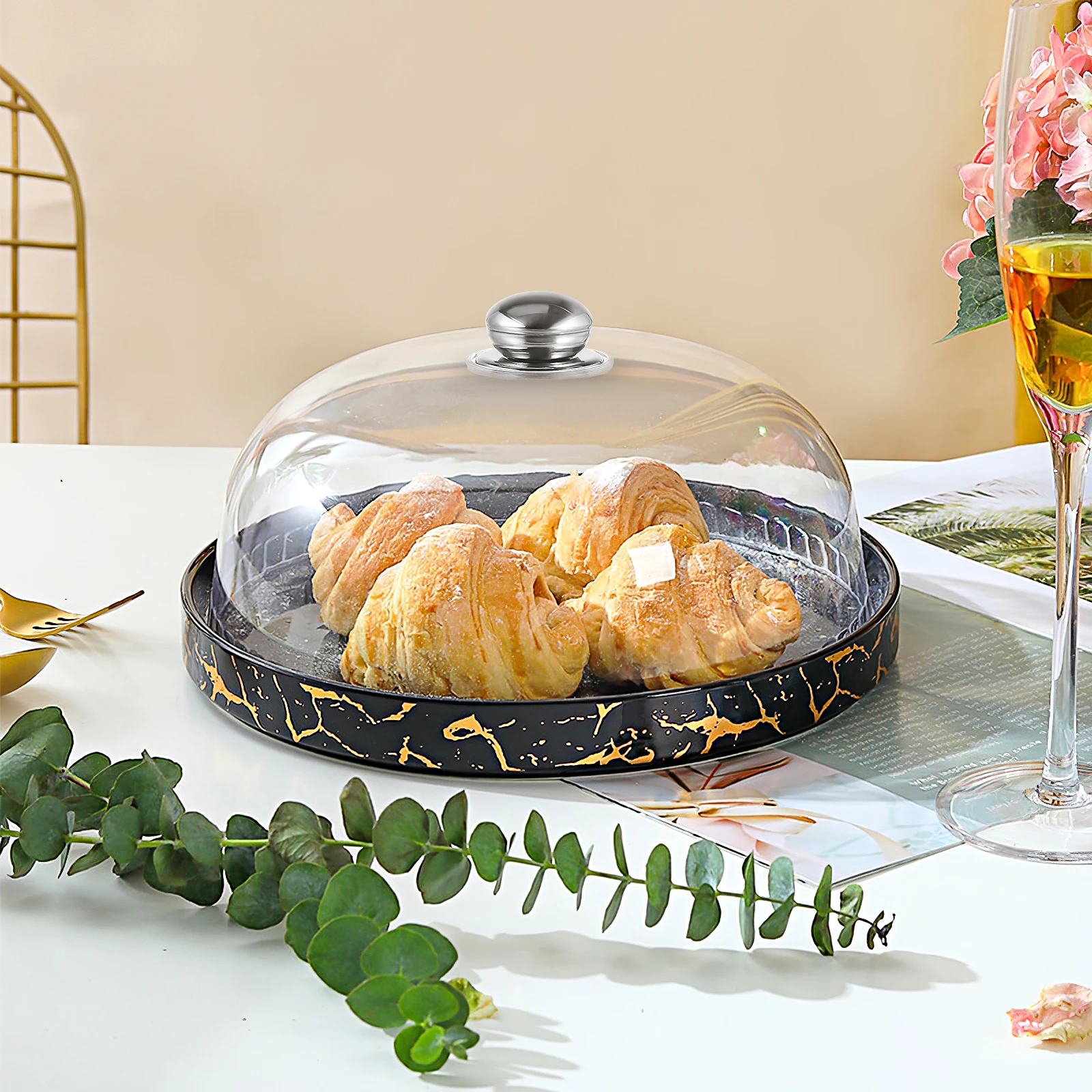 

Plastic Cake Cover Food Dust-proof Domes 25x10cm Clear Lid for Dessert Snacks Display Hygienic Protective Covers