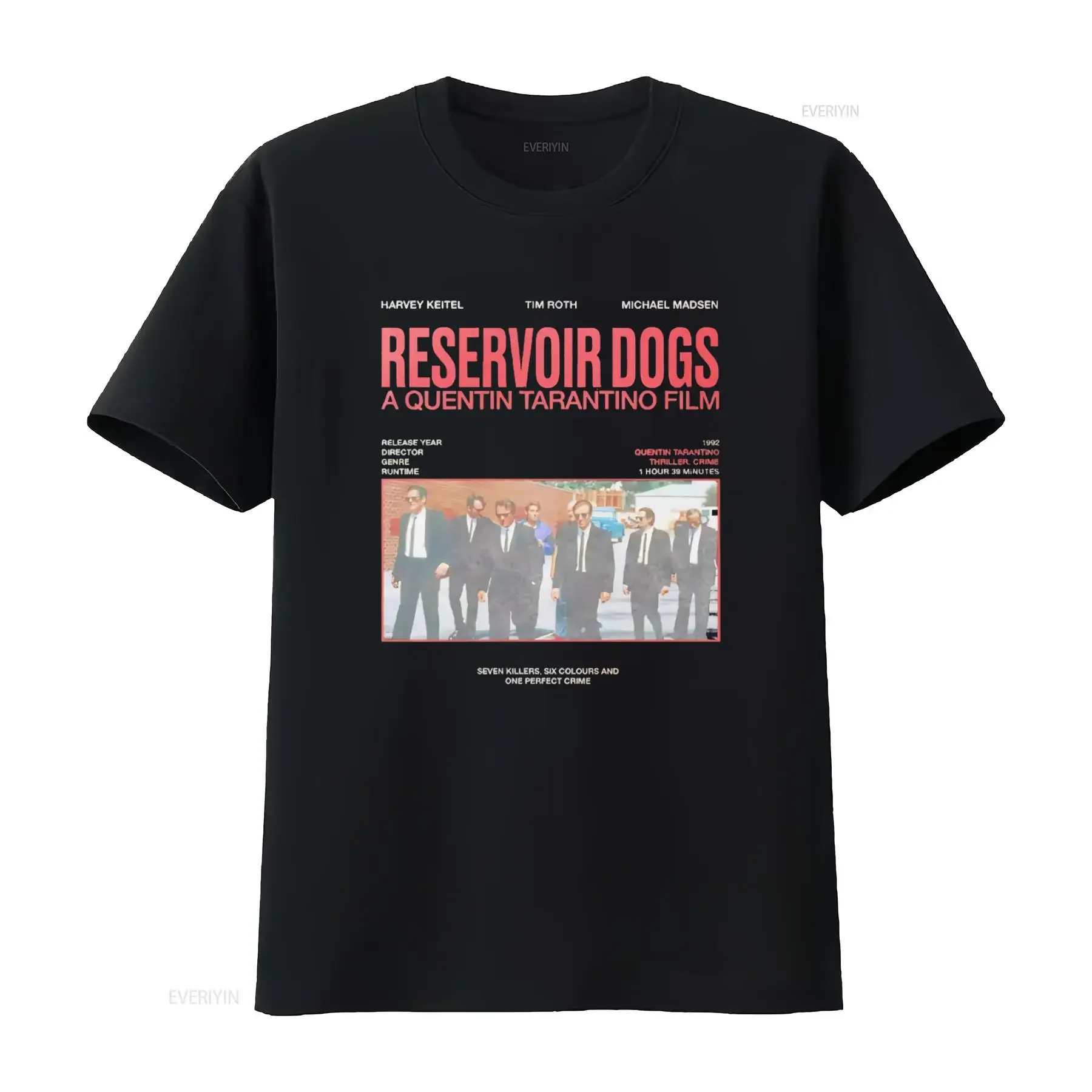 レザボア・ドッグス映画tシャツ-サイズl-タランティーノ-1992-クラシック映画プリント-メンズファッション-ヴィンテージ-ウォッシュドファッション-トップス-日常着に