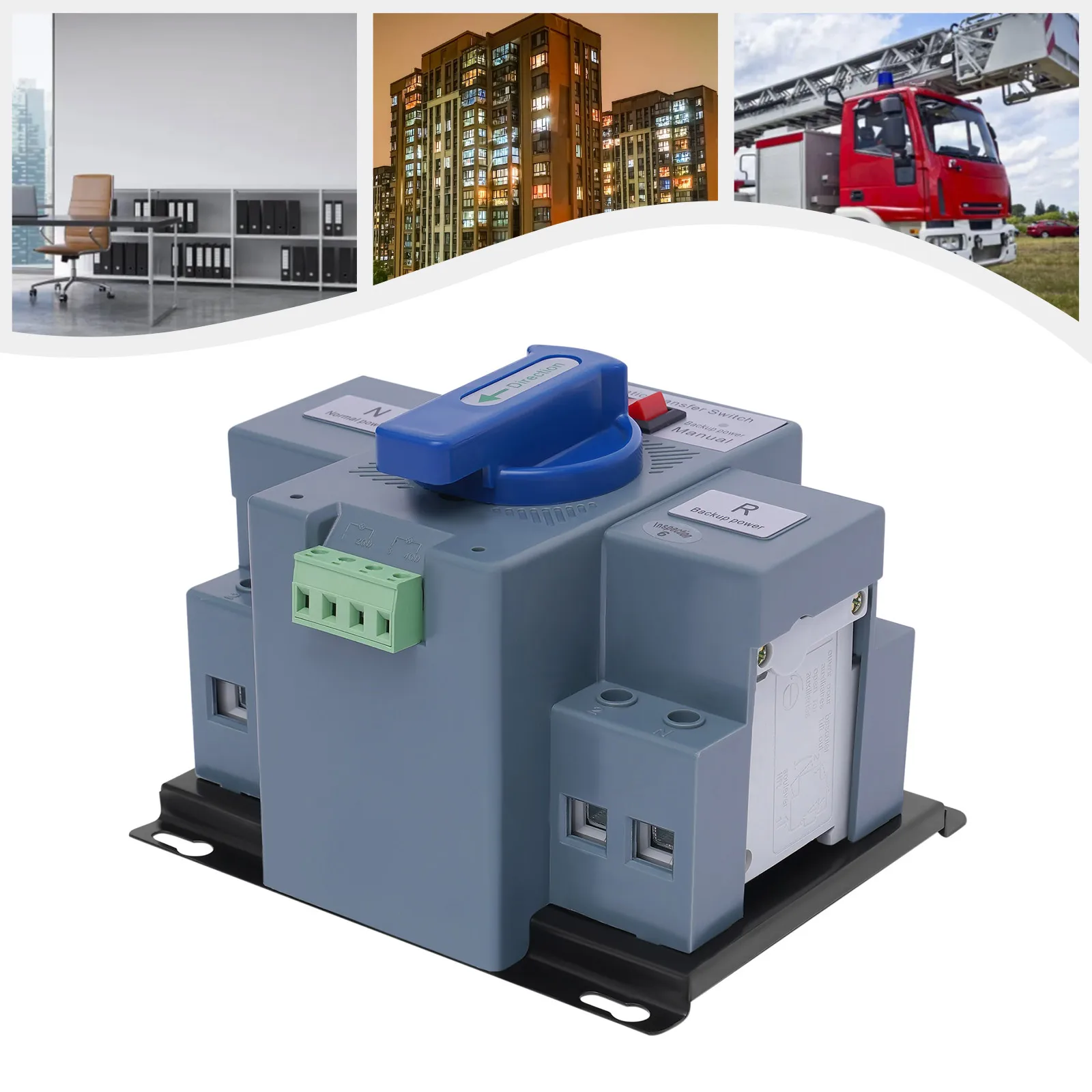 Saklar Transfer Otomatis Daya Ganda 63A ATS untuk Generator, Saklar Pengalih Generator 2P, Saklar Pengalih Generator 50/60Hz