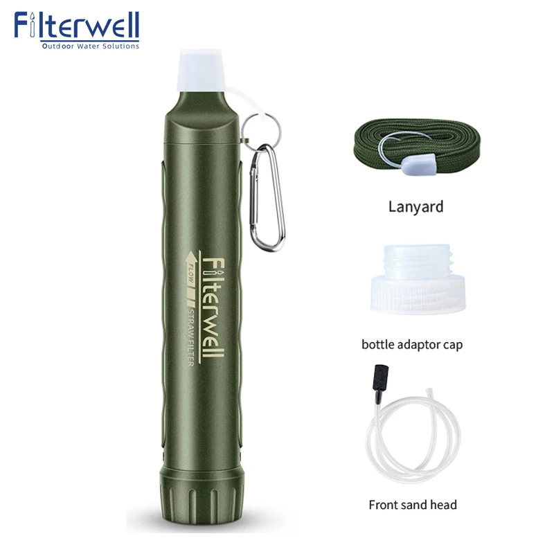 

Filterwell Mini Survival Water Filter Straw Personal Portable Outdoor Travel and Camping Supplies for Hiking Emergency Drinking