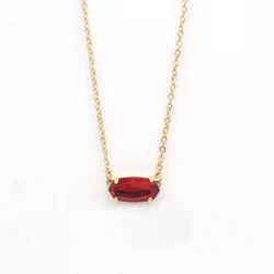 2024 New KS Oval Red Glass Pendant Necklace