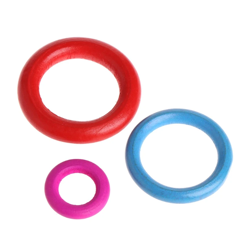 10-Pack Unfinished Wooden Rings Natural Circles with Colorful Paint