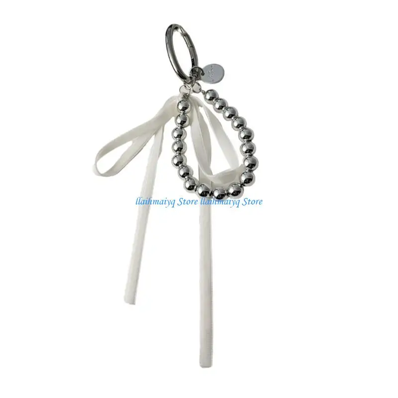 573B Trendy Beaded Bowknot Keychain with Elegant Pendant for Fashionable Women