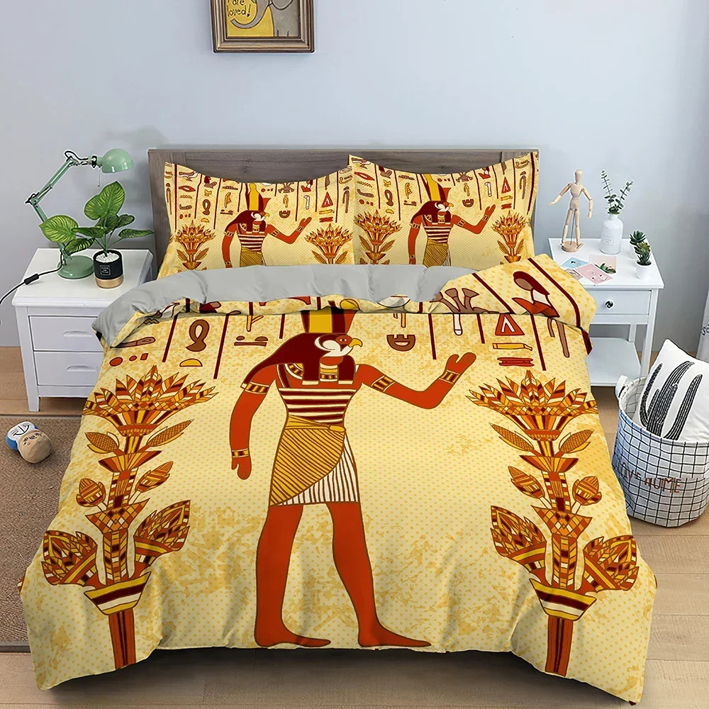 Egyptian Bedding Set Ancient Egypt Civilization Duvet Cover Characters Home Textiles Bedclothes 2/3PCS Polyester Comforter Cover