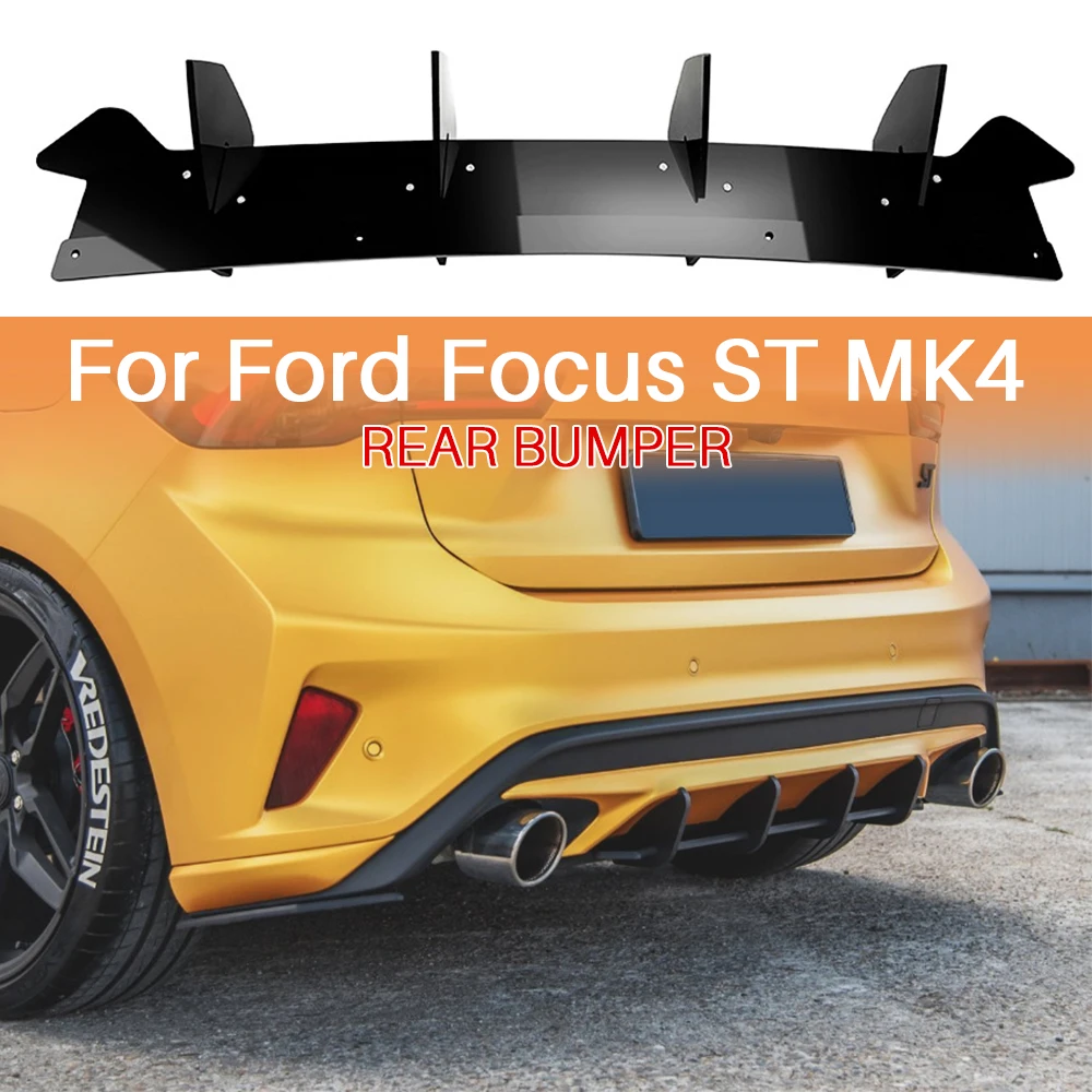 

For Ford Focus ST MK4 Rear Lip Bumper Diffuser Rear Side Splitters Spoiler Protection Car Extension Accessories 2019 2020 2021