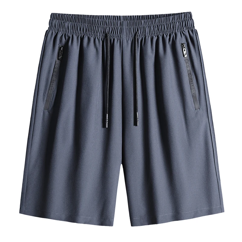 2024 Trend Minimalist New Casual Summer Men's Solid Color Elastic Drawstring Versatile Pocket Zipper Sports Beach Casual Shorts