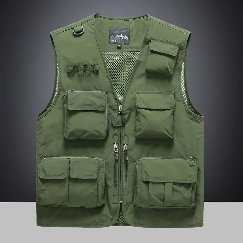 Outdoor Waterproof Vest Men's New Multi-Pocket Functional Sports Coat High-Quality Waistcoat Mesh Work Sleeveless Jacket MY1082