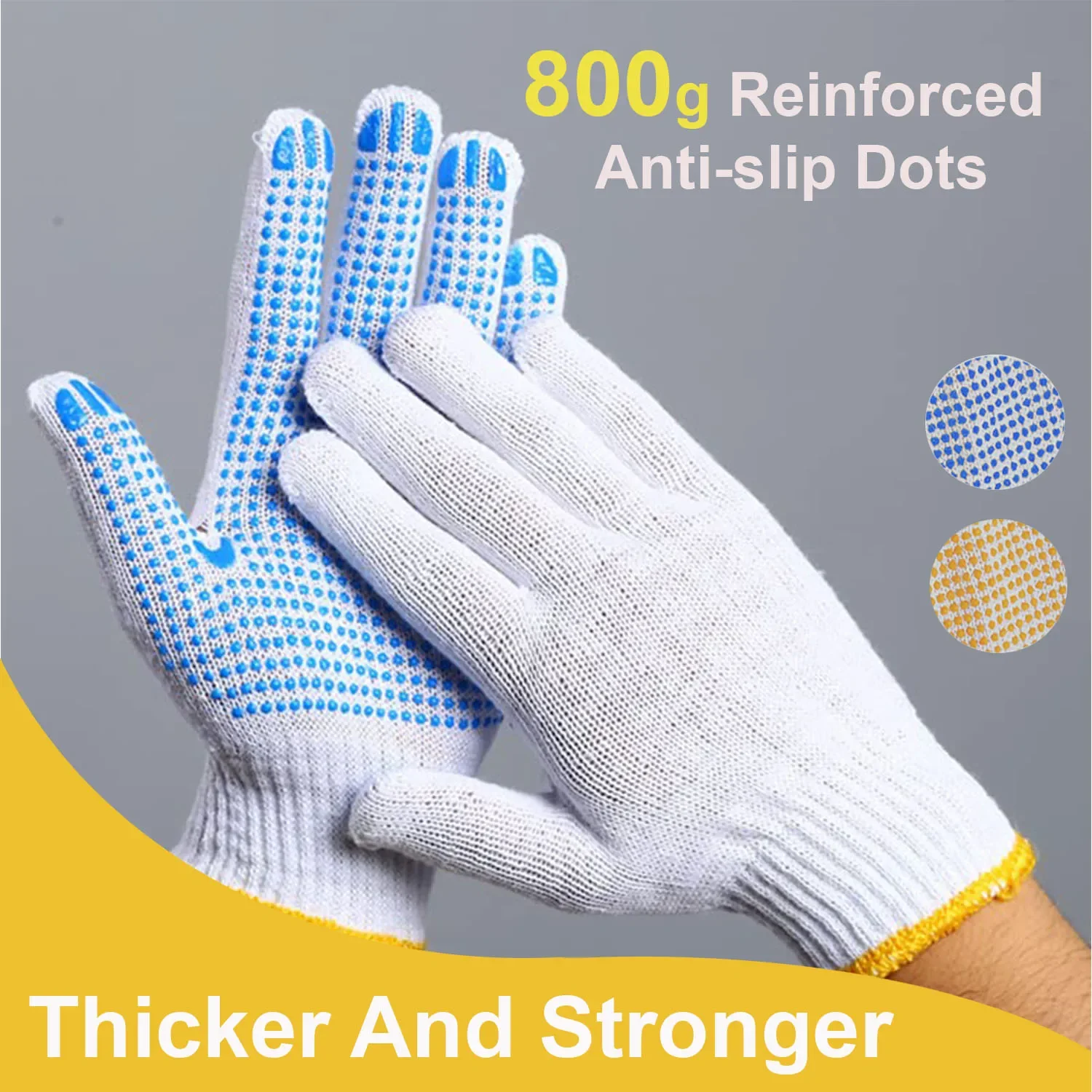 

12Pairs Thickening Cotton Work Gloves with Anti-slip Dots,Breathable Cotton Knit Grip Gloves for Gardening Construction Mechanic