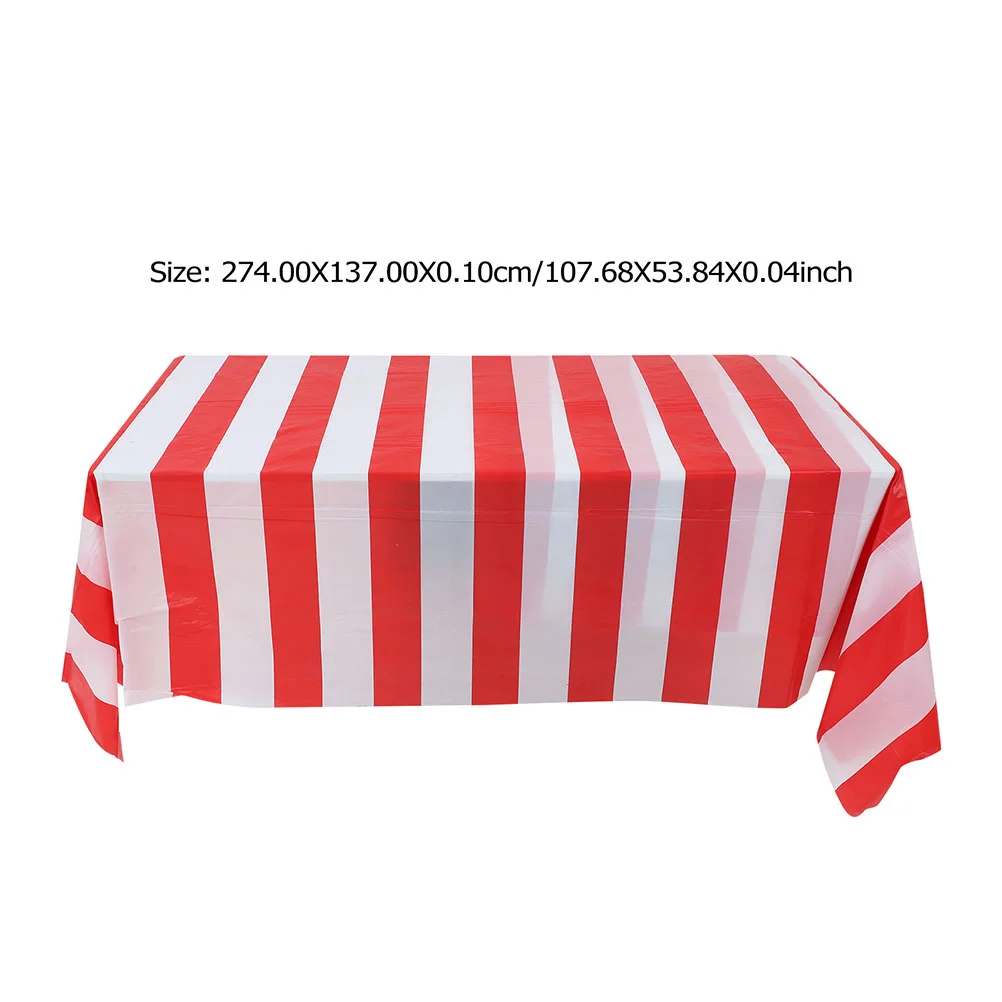 Table Decor Circus Party Tablecloth Striped Favors Skirt Reusable Plastic Covers Simple Theme Decorations Banquet