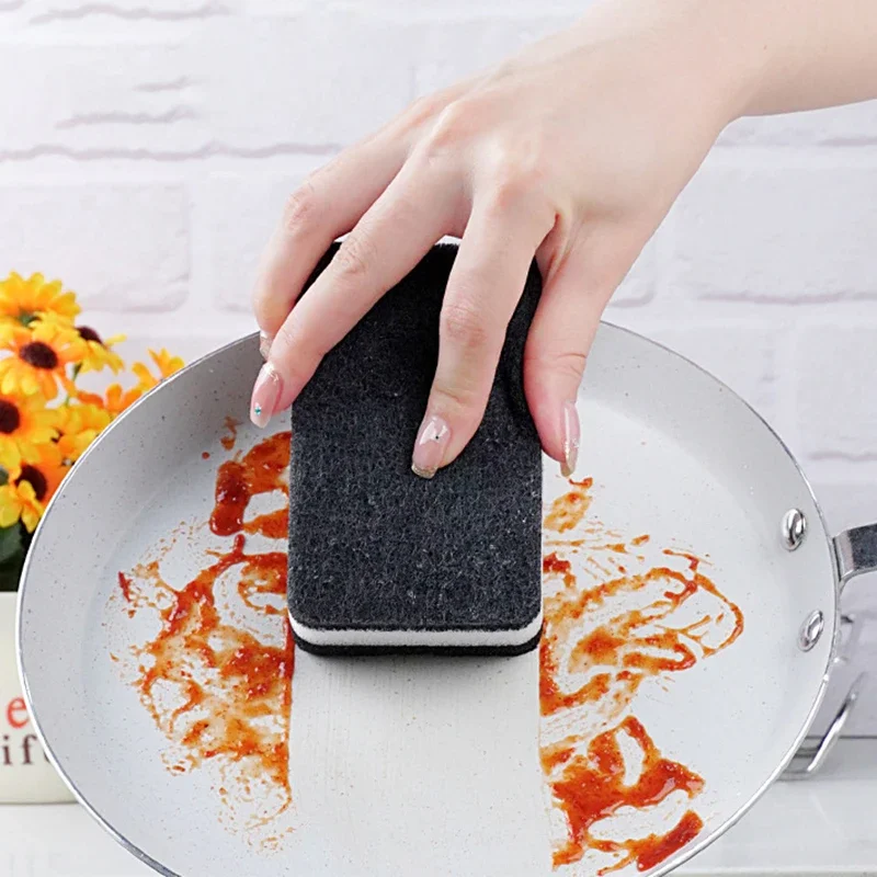 5/20Pcs Dish Cleaning Sponges Two-Sided Highly Absorbent Pot Rust Stain Dishwashing Sponge Scrub Black Scouring Pad for Kitchen