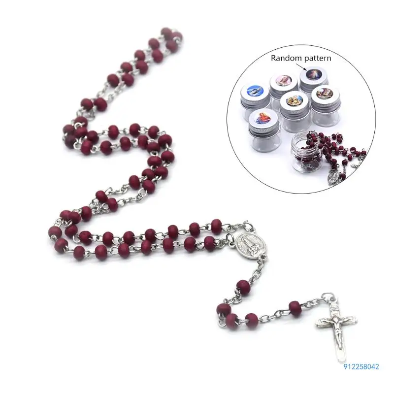 Rose Scent Rosary for Cross Necklace Set with Storage Box Holy Gift Supplies for Women Men Mother's Day Father's Drop shipping