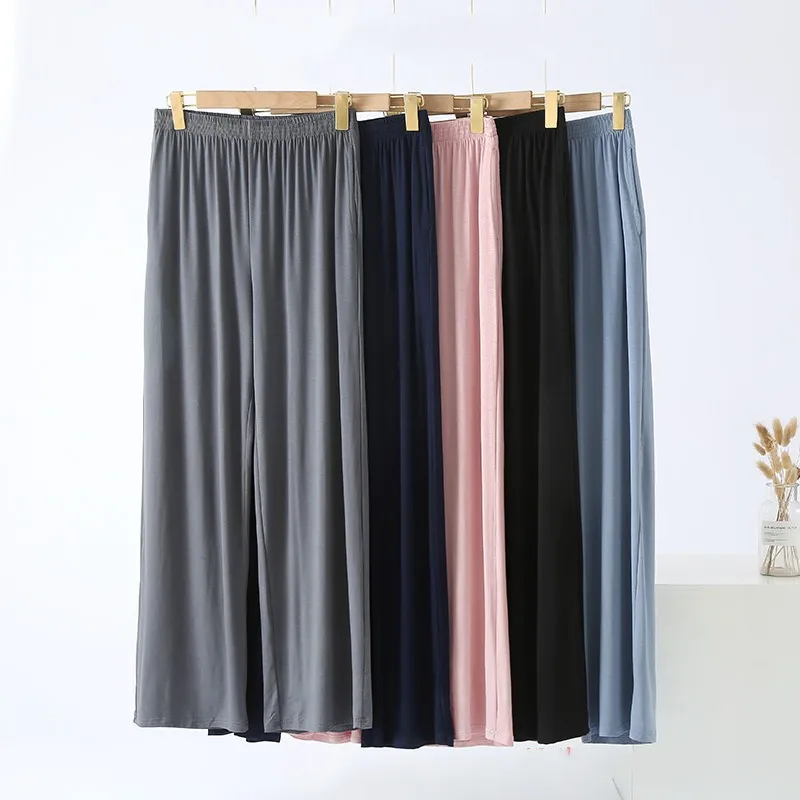 

Spring Summer Women Soft Cotton Sleep Pants Girls Cool Home Trousers Wide Sleepwear Pants Ladies Leisure Loosen Pajama Pants