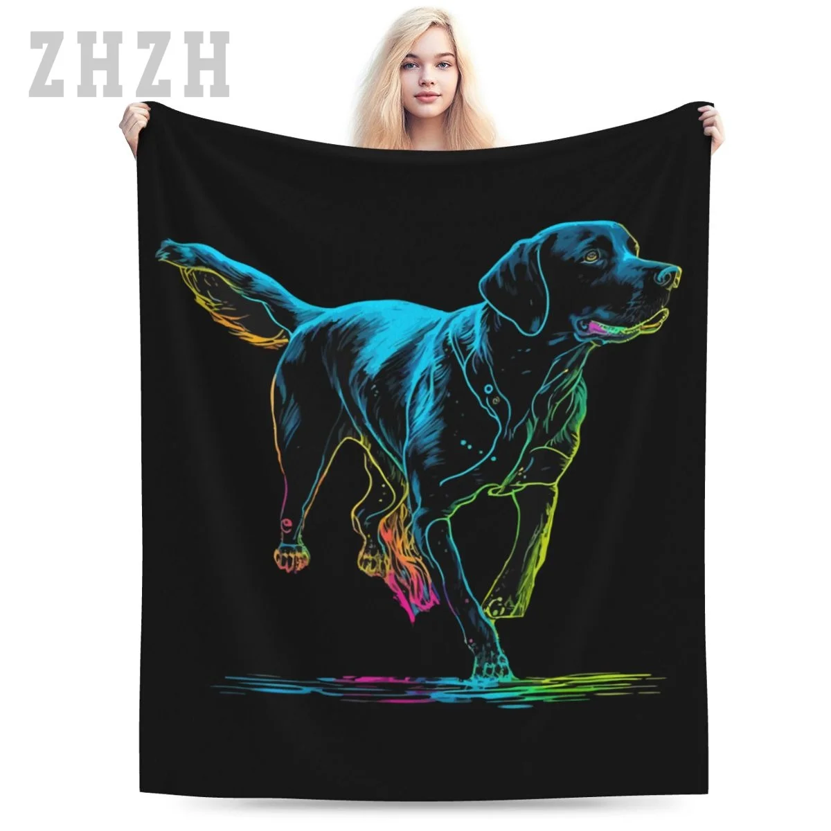 Blanket Black Lab Labrador Retriever Puppy Dog Mom Animal Flannel Multifunction Camping Sofa Cover Keep Warm