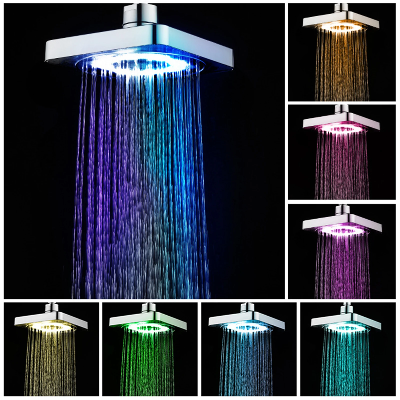 7 Colors LED Shower Heads Water Pressured Multi Color Shower Heads For Gym Use